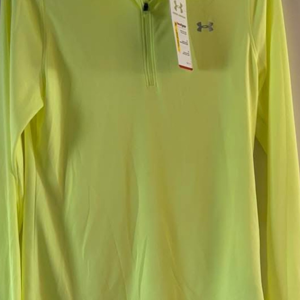 Under Armour Neon Green Long Sleeve Shirt Quarter Zip
